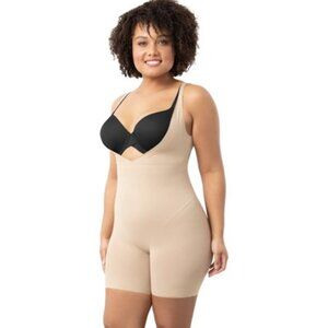 #1102 Maidenform Sleek Smoothers Open Bust Long Leg Body Shaper in Body Beige